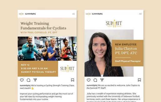Social media posts from Summit Physical Therapy